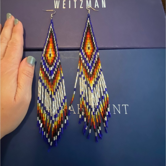 Jessie Western Stunning Beaded Statement Shoulder Duster Earrings - Picture 4 of 4